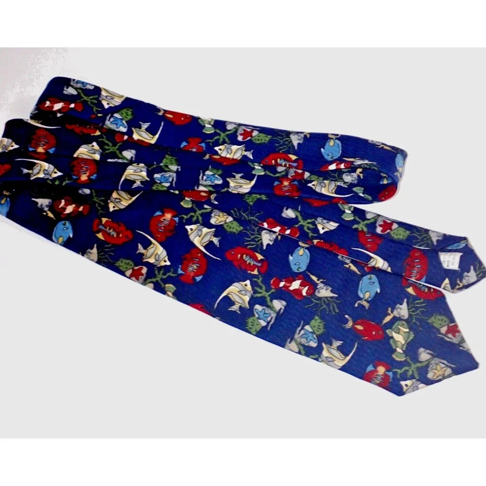 Tropical Ocean Reef Fish Blue Men's Neck Tie 53